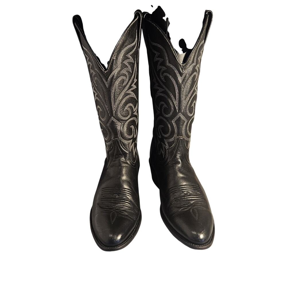 J Chisholm Cowboy Boots Mens Vintage Black Size 9 D Made in USA Handmade J 510